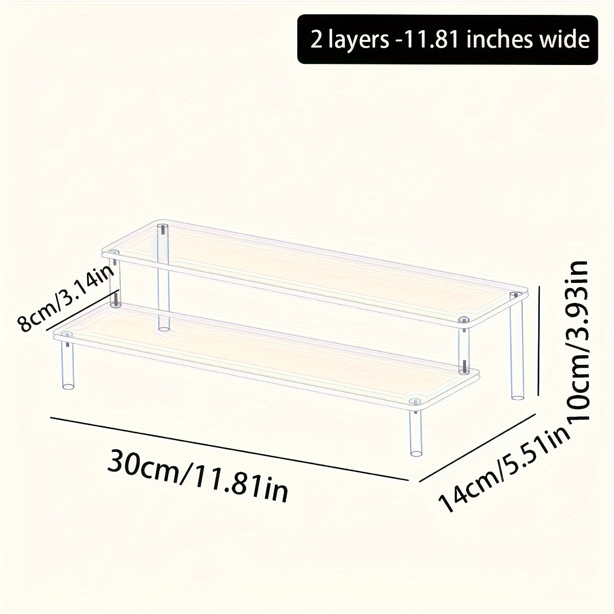 Transparent Multi-Layer Acrylic 1pc Cosmetic Organizer - Perfume Display Rack for Living Room, Bathroom, Bedroom - Reinforced Trapezoidal Storage Rack for Cosmetics and Beauty Tools