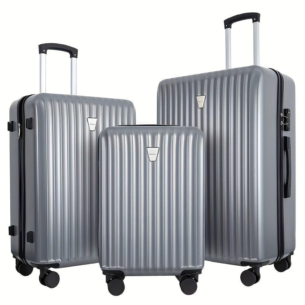 3pcss Luggage Set-Durable Hard Shell Suitcase Set With Double Spinner Wheels, Large Capacity, Includes 3pcs U-Shaped Travel Pillow Set, Ideal For Business Trips And Family Vacations, Perfect For Friends & Loved Ones