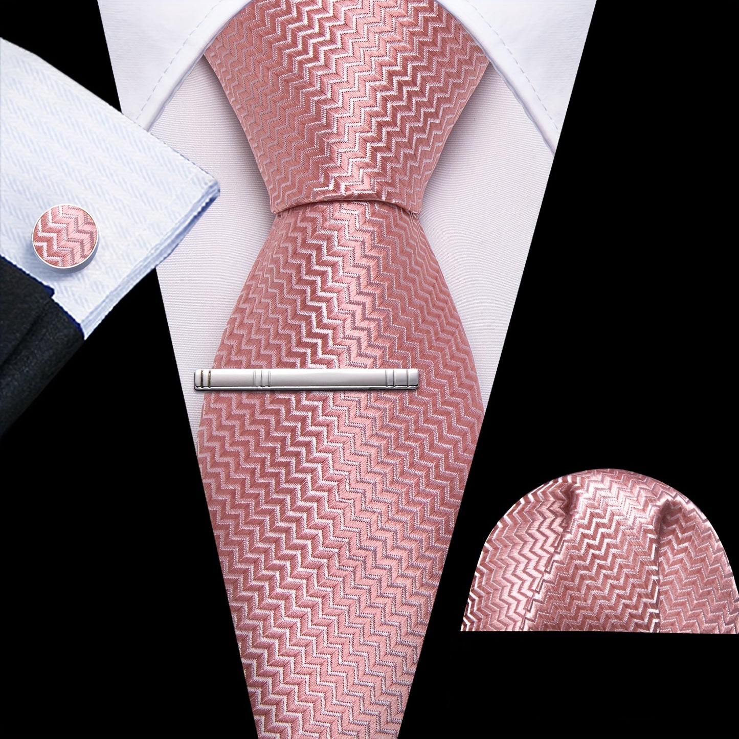 LINEZISEID 3pcs/set Men's Silk Classic Floral Necktie with Hanky And Cufflinks for Business & Wedding, Father's Day Gift, Paisley Ties for Men, Novelty Ties for Men, Special Occasion, Business Attire, Paisley Design, Elegant