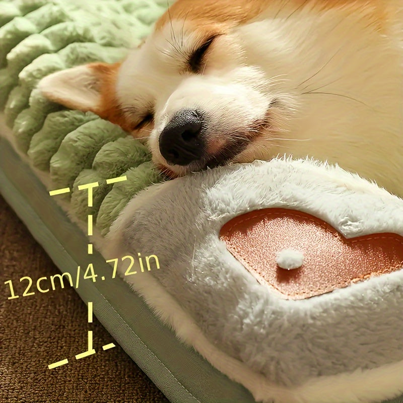 Four Seasons Dog Mat Washable Winter Sleeping Pad for Dogs, Green Soft Spinal Protection