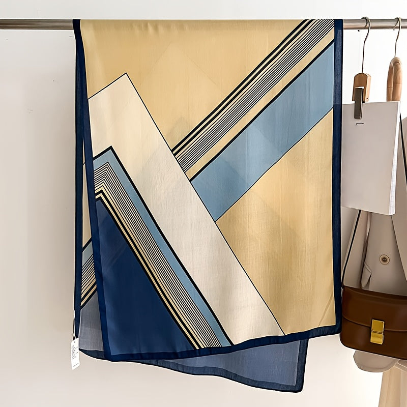 1/2pcs Color-Block Fashion Geometric Plaid Scarf, Durable Medium Thickness Warm Neck Warmer and Stylish Shawl for Air Conditioned Rooms