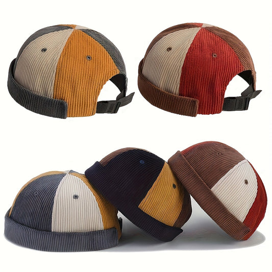 1pc Corduroy Peasant Hat Four Seasons Brimless Hat