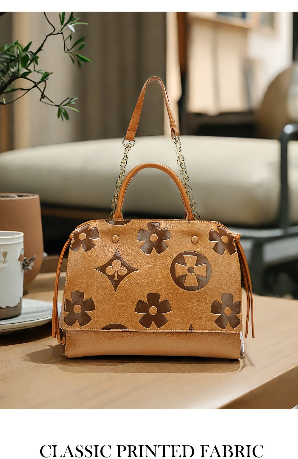 [Elegant Floral Tote Bag] IVKMIVK Women's Floral Embossed Tote Bag - Elegant Synthetic Faux Leather with Golden-Tone Hardware, Large Capacity, Perfect for Daily Commute, Office, and Travel | Floral Embossed Design | Office To