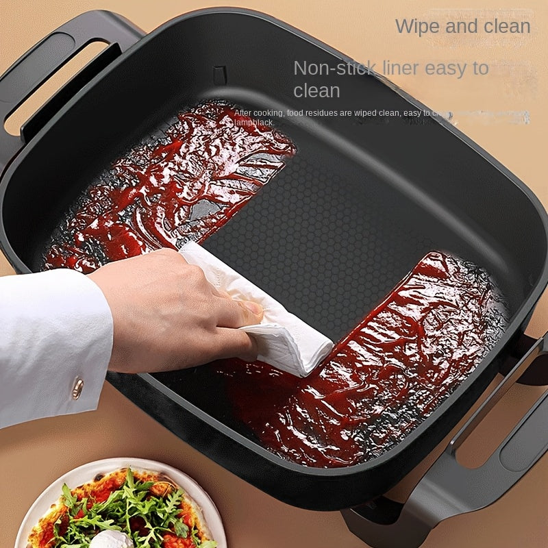 1pc 12x12 Inch Non-Stick Ceramic Electric Pot with Glass Lid, Aluminum Body, 1500W Adjustable Temperature Controller, for Frying, Baking, Steaming, or Boiling, Easy to Clean, 110V US Plug, Perfect for Home Use