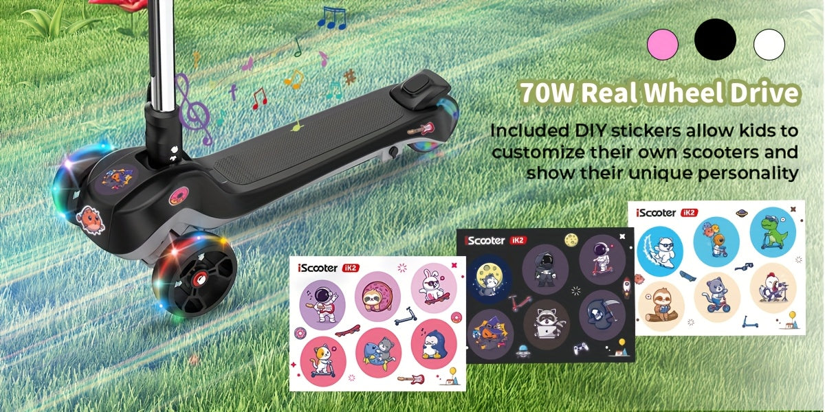 Best Seller- IK2 Electric Scooter for Youngsters 3-8, 70W Folding & 8KM/H Top E-Scooter, 30-60 Mins Ride Time, Colorful Glowing Wheels, Adjustable Height, 2025 New EScooter Gifts for Boys Girls
