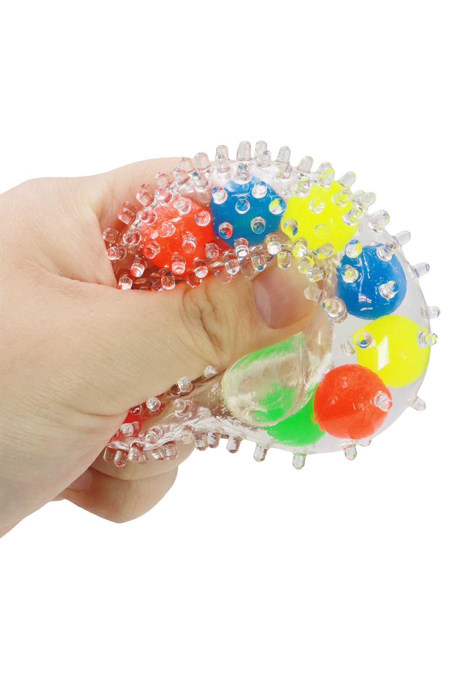 (1) Clear Spiky Colorful Squish Ball Toy