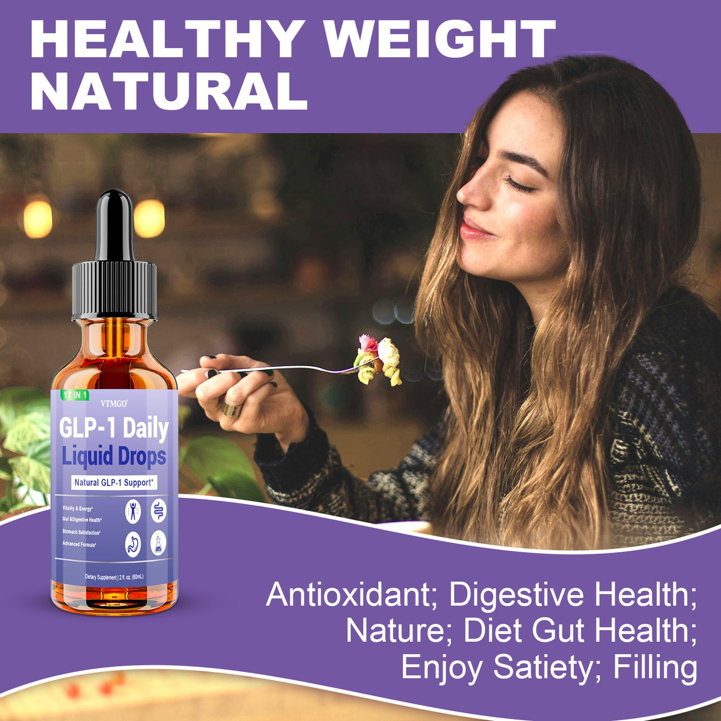 GLP-1 Daily Liquid Drops, GUT Health. Helps Appetite.B Vitamins, Ceylon Cinnamon, Probiotics, Ginger Root, Hops Flower, Green Tea, L-Methylfolate, Magnesium.Antioxidant, Balanced Diet, Suitable for Both Men and Women. Each Bo