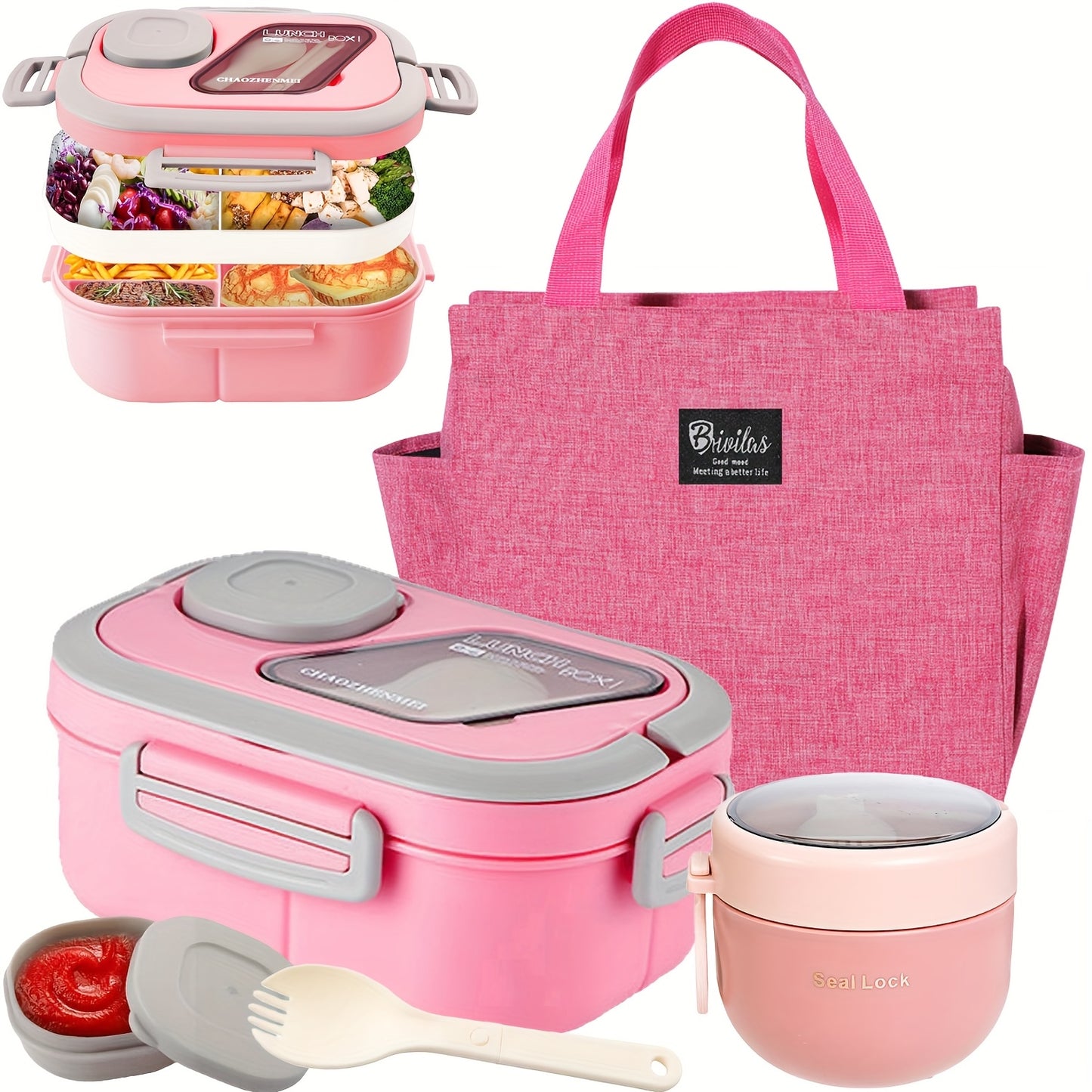 [Lunch Box Set/only Lunch Box][Local Warehouse]Halloween Gift-2-tier 6 Compartments Lunch Box Set. Bento Box For School, Office, Outdoor Picnic. |Food Storage Container|Kitchen Accessories|Bento Box With Lunch Bag|