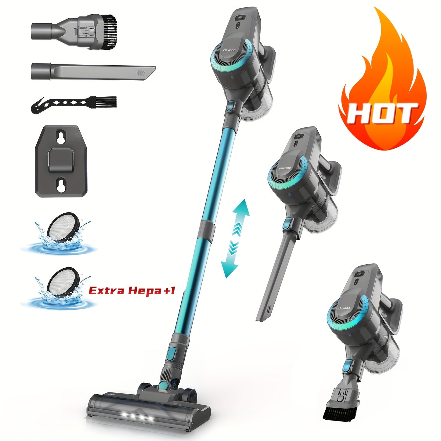 N300 Cordless Vacuum Cleaner for Home, 6-in-1 Rechargeable Powerful Lightweight Handheld Vacuum Cleaner, Running Time 45 Minutes, 48.58oz Dust Cup, Vacuum Cleaner for Home, Hardwood Floor, Carpet And Pet Hair