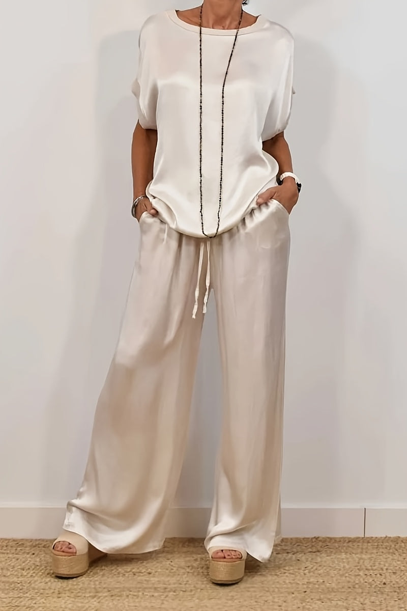 [Trendy Casual Set] Trendy Casual Set: Spring/Summer Loose Shirt & Wide Leg Pants