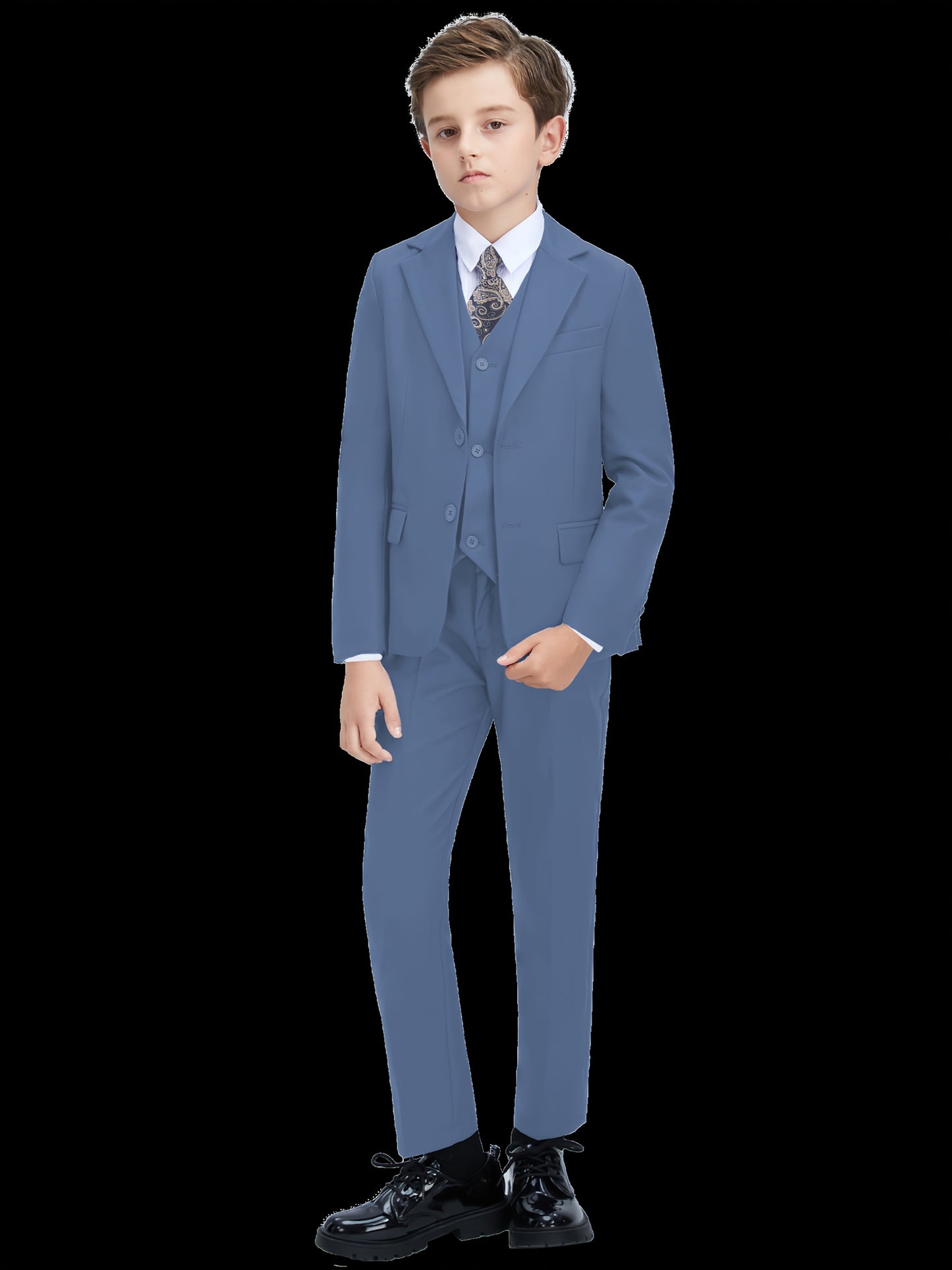 Boys Suit Two Piece Set Formal Banquet Graduation Evening Party Performance School Uniform Birthday Party Wedding Teens Dress for Boy Kids Tuxedo Jacket Blazer Pants Suit Size 2-16Y Back to School Season