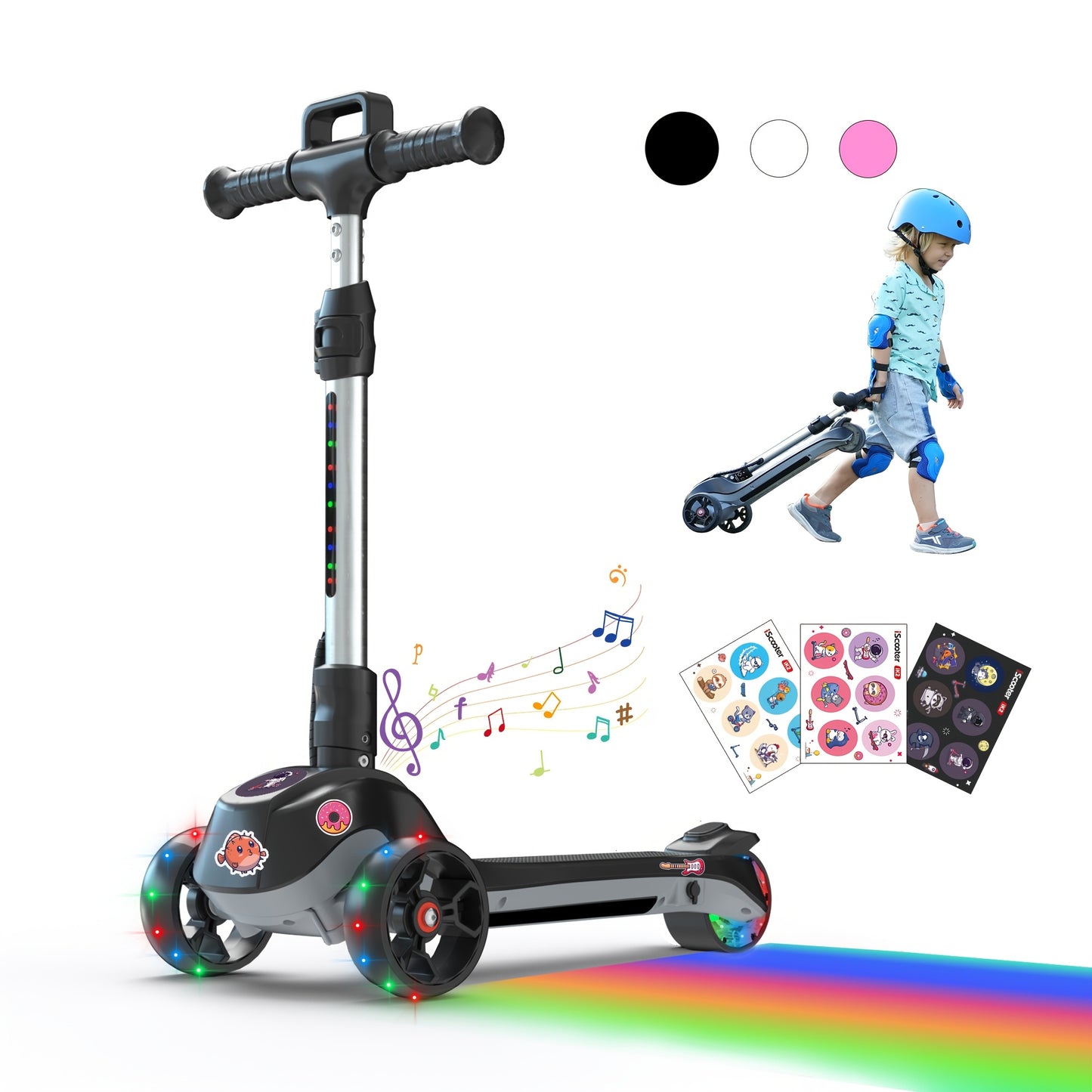 Best Seller- IK2 Electric Scooter for Youngsters 3-8, 70W Folding & 8KM/H Top E-Scooter, 30-60 Mins Ride Time, Colorful Glowing Wheels, Adjustable Height, 2025 New EScooter Gifts for Boys Girls