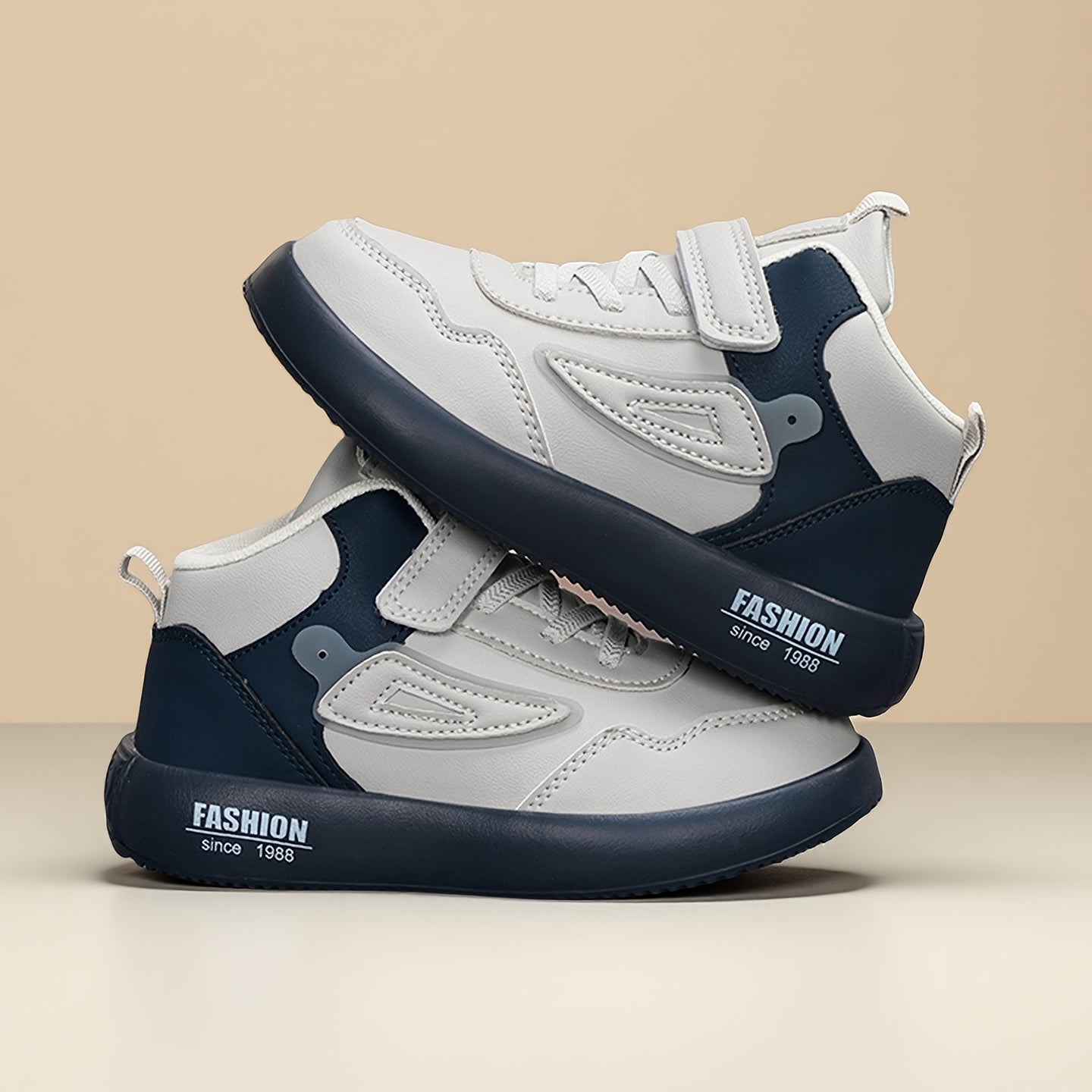 Boys' Lightweight Mid-Top Sneakers with Closure - Breathable -like Upper, Cushioned EVA Sole & Arch Support - All-Season Black/White Sneakers for Running, Gym, School & Casual Attire - Comfortable Casual Sports Shoes for Acti