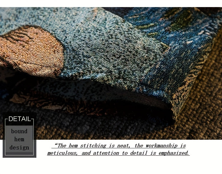 Men's slim-fit long-sleeve shirt - Van Gogh-inspired art buttons top, suitable for both formal and casual wear, machine washable polyester suit alternative - an ideal gift for art enthusiasts, street-style fashion outfit, ver