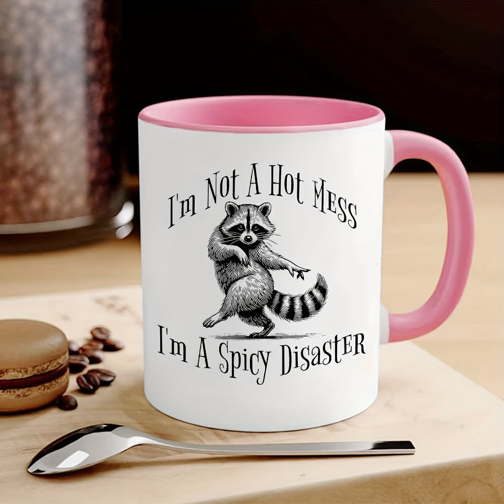 1pc 11 Ounce Ceramic Coffee Cup, Raccoon illustration with humorous text, Dishwasher Safe, Ceramic, Grandparents, Dad, The Best Mother's Day Gift for Mom, Birthday Gift