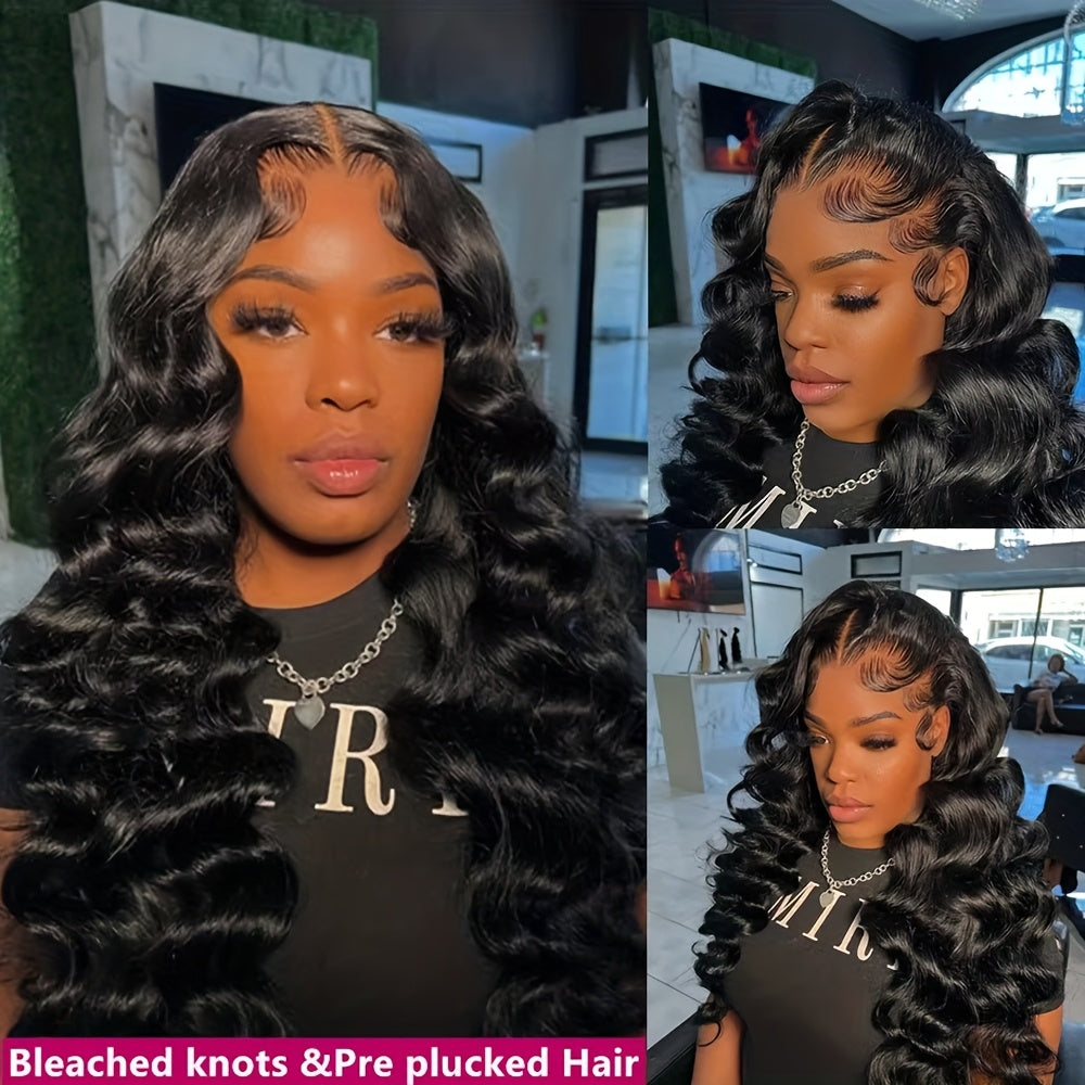 Loose Curly Wave Lace Front Wig HD Transparent 13x4 Frontal Human Hair Wigs For Women Pre Plucked 100% Human Hair Deep Loose Wave Wigs Natural Color 250% Density