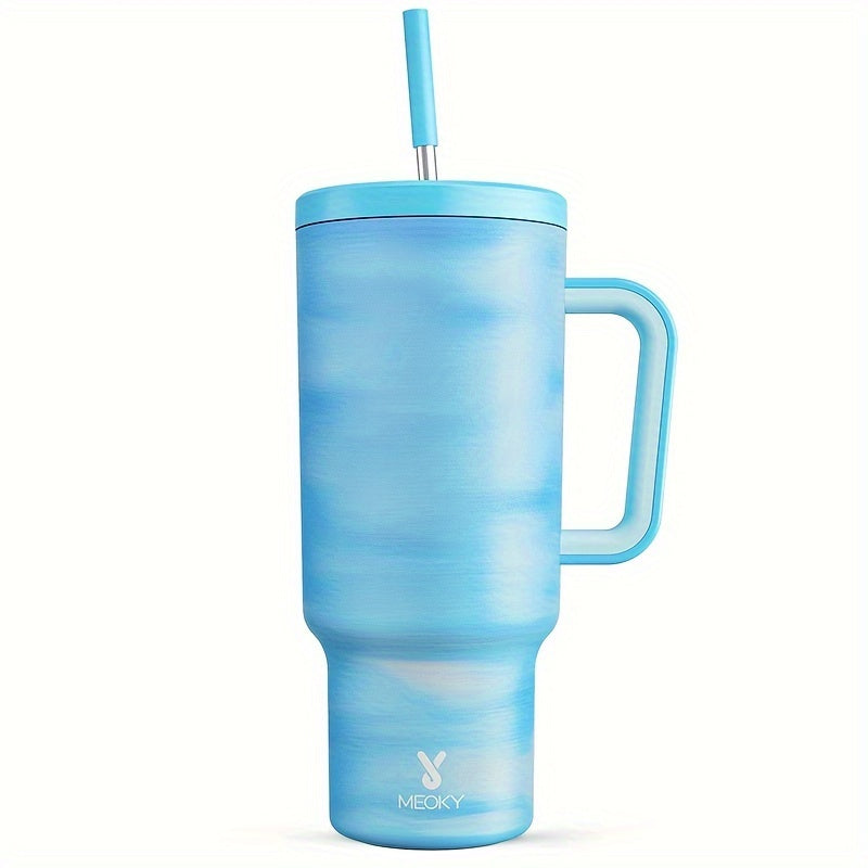 [Meoky Insulated Tumbler] Meoky 1pc, 40oz Stainless Steel Insulated Tumbler With Lid And Straw, Keeps Cold For 24 Hours Or Hot For 10 Hours, Portable For Outdoor Camping, Hiking, Driving, And Car Travel