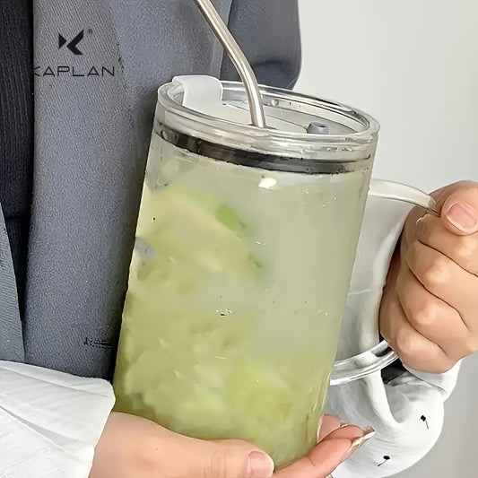 [Heavy-Duty Glass Pitcher] 1pc Heavy-Duty 33.81oz Glass Pitcher - Stylish Drinkware with Lid & Straw for Iced Coffee, Water & Beverages - Perfect Couple's Gift for All Seasons
