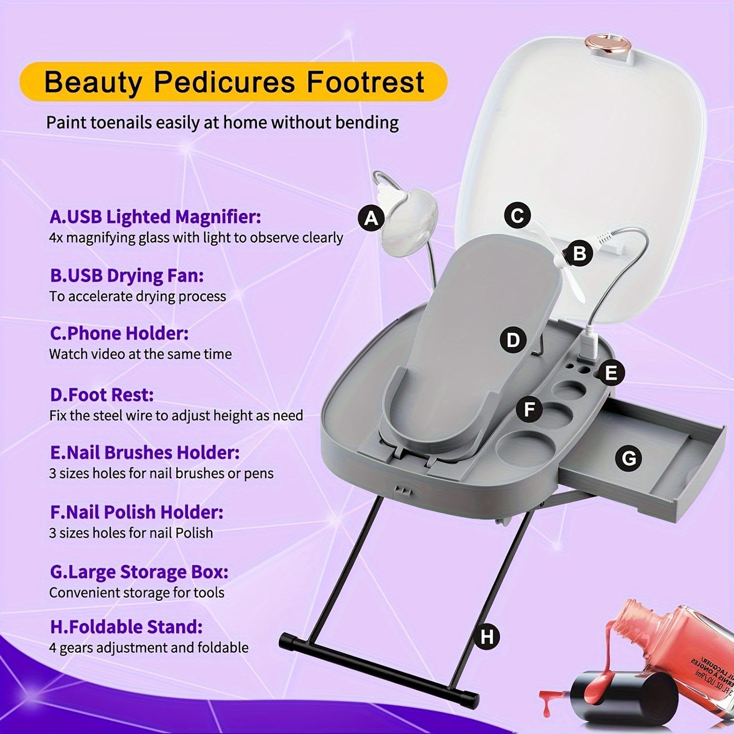 Pedicure Stool The Pedicure Tools for Easy at-Home Pedicures Adjustable Pedicure Foot Rest, for Mom from Daughter, Son, - Birthday Gifts for Women