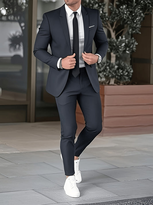 Men'S Premium New Two-Piece Suit Set, Stylish for Weddings, Parties, Graduation Ceremonies, And Business Gatherings.
