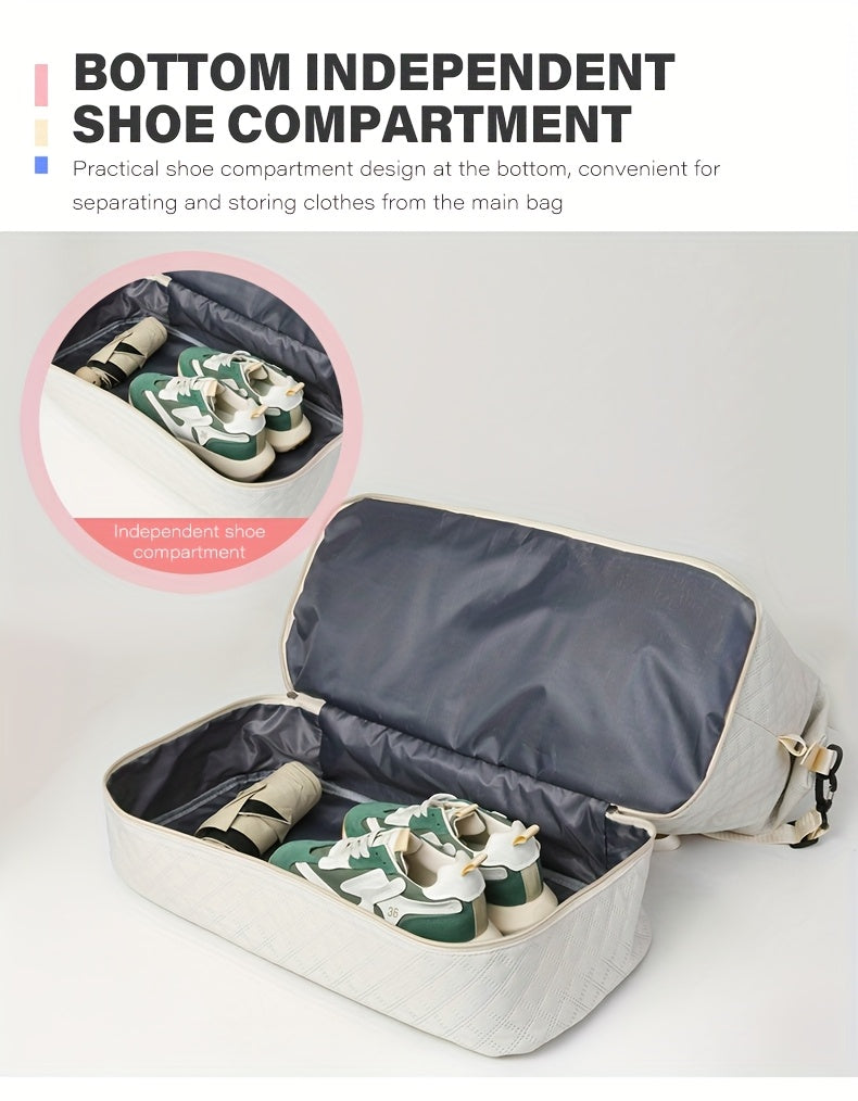 Large Capacity Travel Gym Bag Women'S Combo Letter Bag Valentine'S Day Gift Multifunctional Luggage Duffel Stitched Short Long Trip Tote with Independent Shoe Compartment Multi-Pocket Design