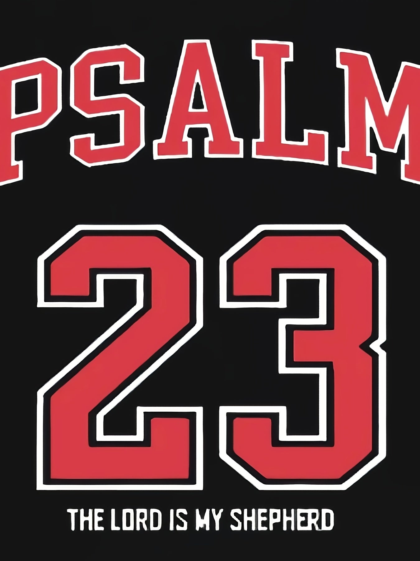 Men's Black Short-Sleeve T-Shirt - "Psalm 23: The Lord is My Shepherd" Print, Casual Polyester Knit, Comfort Fit for Summer Outdoor Activities