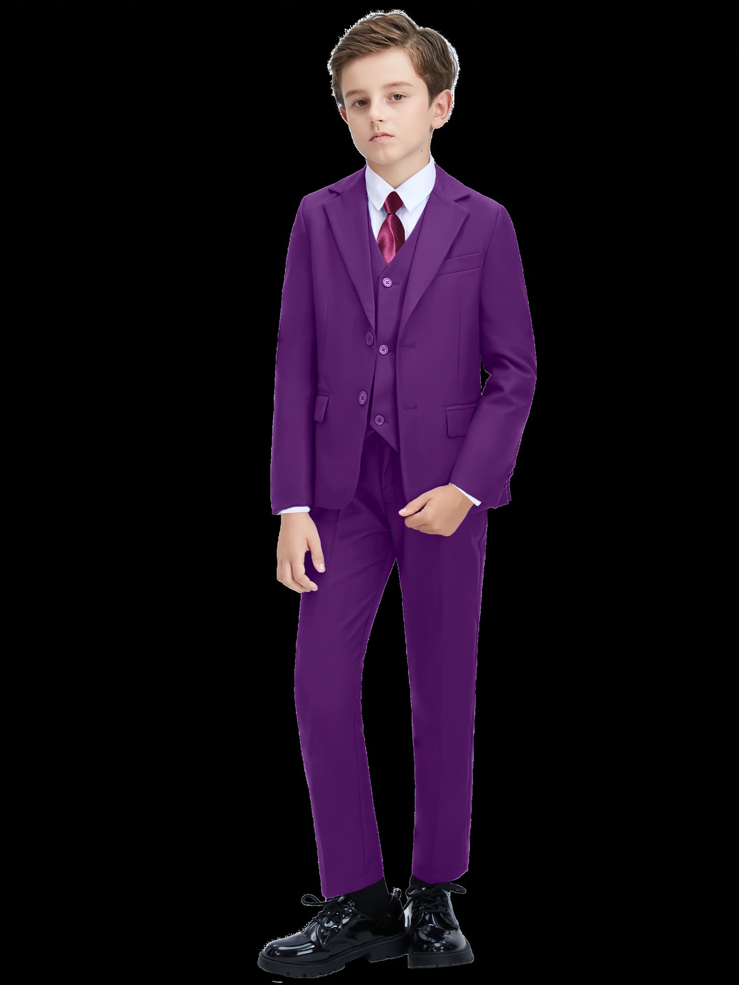 Boys Suit Two Piece Set Formal Banquet Graduation Evening Party Performance School Uniform Birthday Party Wedding Teens Dress for Boy Kids Tuxedo Jacket Blazer Pants Suit Size 2-16Y Back to School Season