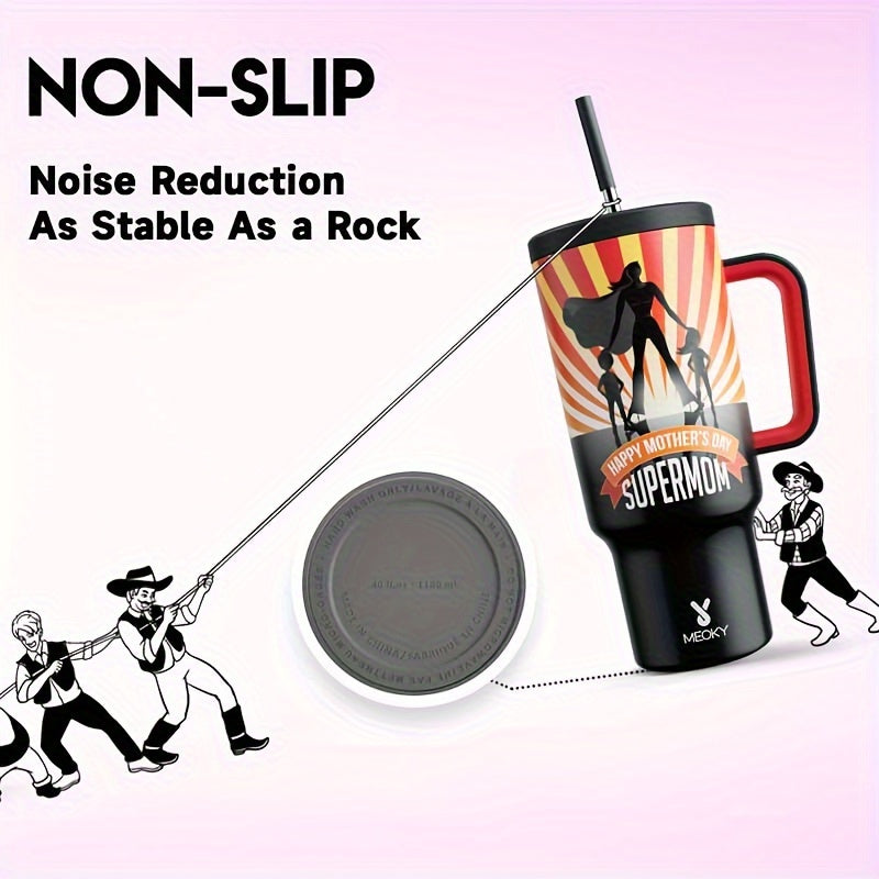 [MEOKY Stainless Steel Tumbler] MEOKY 40oz Stainless Steel Tumbler with Handle | Leak-Proof, Insulated Travel Mug for Hot & Cold Drinks, Perfect Gift for Father's Day & Mother's Day, Round Shape, Hand Wash Only, Travel Drinkw