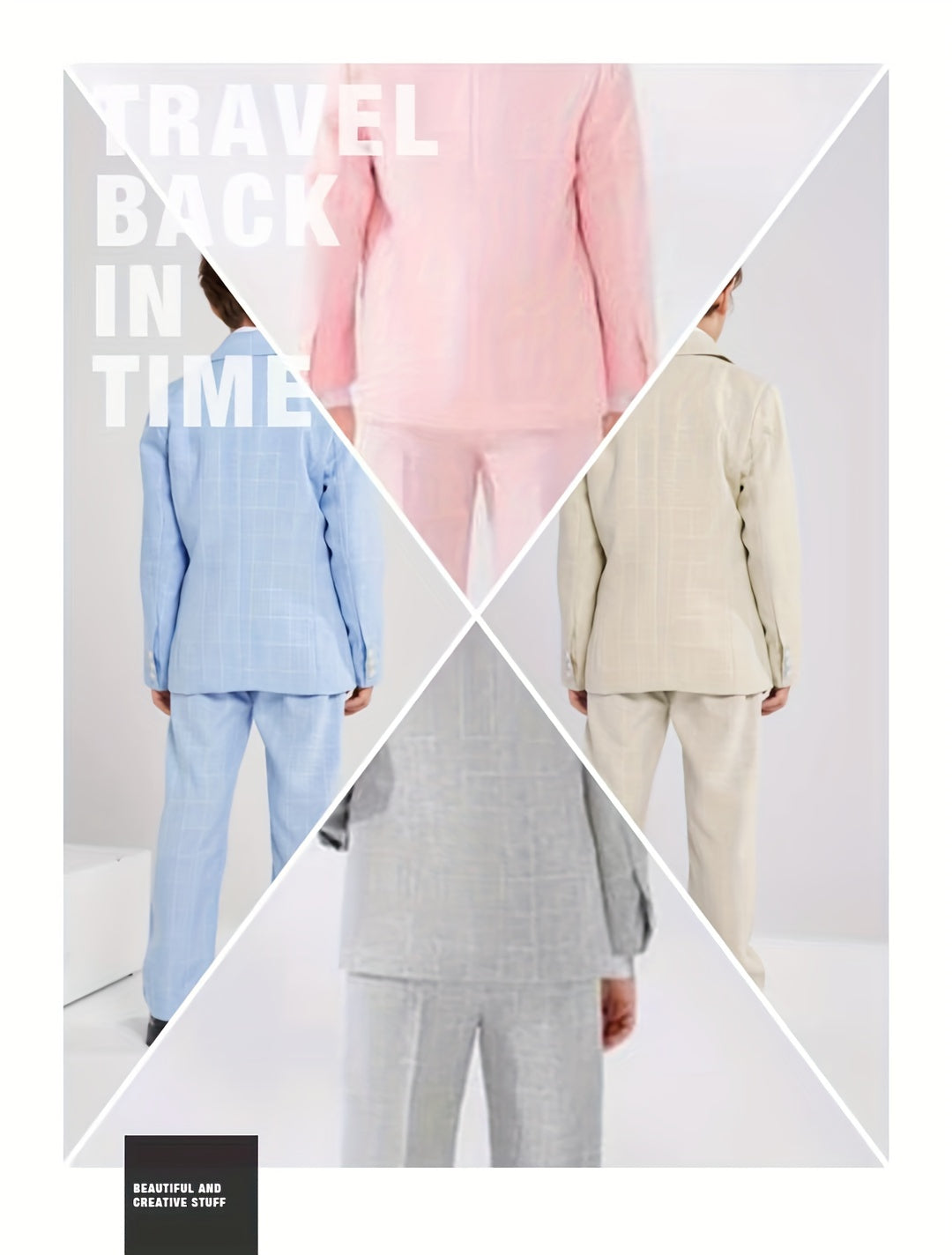 Kids' Elegant Blue Checkered Suit with Bow Tie - Perfect for Weddings and Formal Events, Slim Fit, Long Sleeve, Non-Stretch Fabric, Party Attire|Formal Attire|Slim Fit Suit