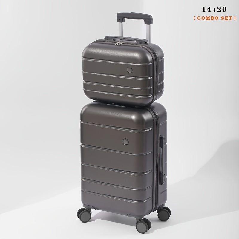 [Lightweight Durable Luggage Set] 4pcs Lightweight Durable Hardshell Luggage Set - ABS+PC Suitcases with Spinner Wheels, Telescoping Handle, Zip Closure, Combination Lock - 14"+20"+24"+28" Travel Companion