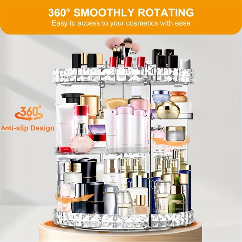 360° Rotating Makeup and Perfume Organizer - 7 Adjustable Tiers, Large Capacity, Transparent Cosmetic Storage with Spacious Shelves for Beauty Products, Ideal for Bathroom Vanity Display, Vanity Accessories