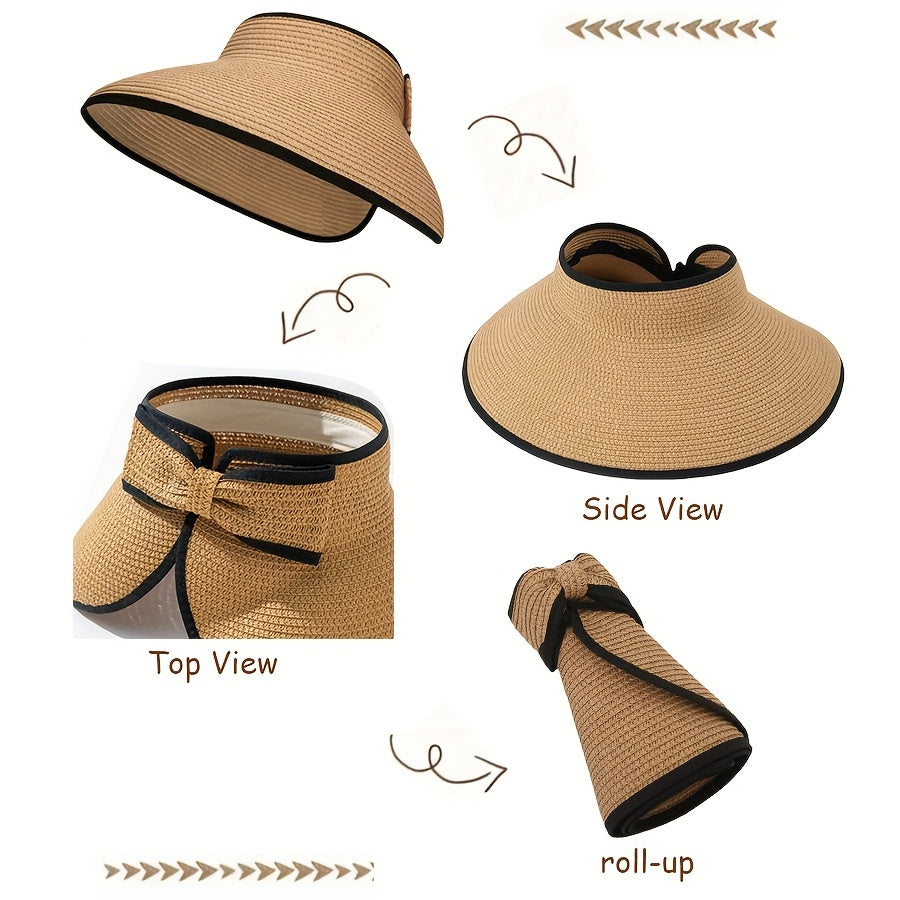 3pcs Women'S Beach Fashion Set, Sun Hat, Beach Hat, Beach Bag, Handbag, Earrings, Ear Jewelry, Women's, Suitable For Outdoor Beach Travel Scenarios.