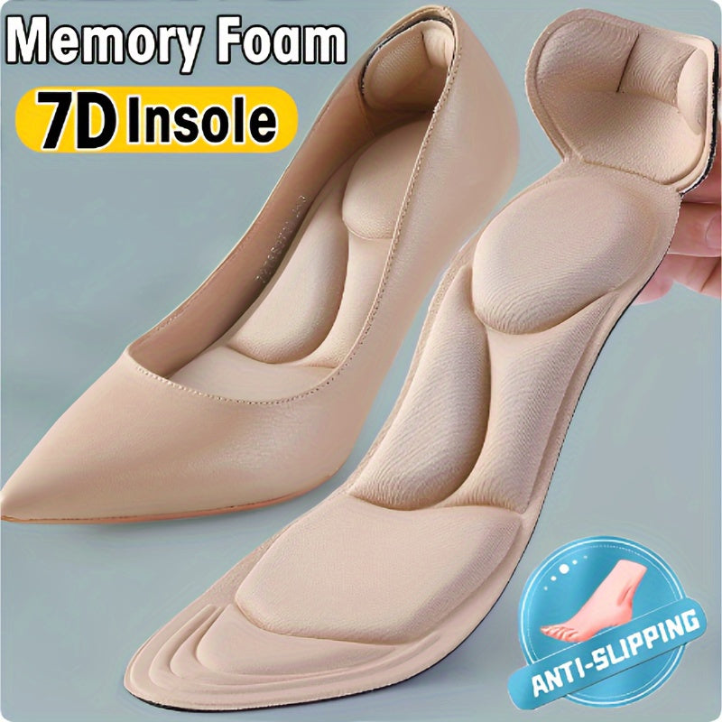 [Memory Foam Insoles] 4pcs Memory Foam Insoles | Breathable, Non-Slip, Ergonomic Design for All-Day Comfort, Comfort Footwear | Ergonomic Insoles | Memory Foam Insoles for High Heels, Flat Shoes & Boots - Black & Beige