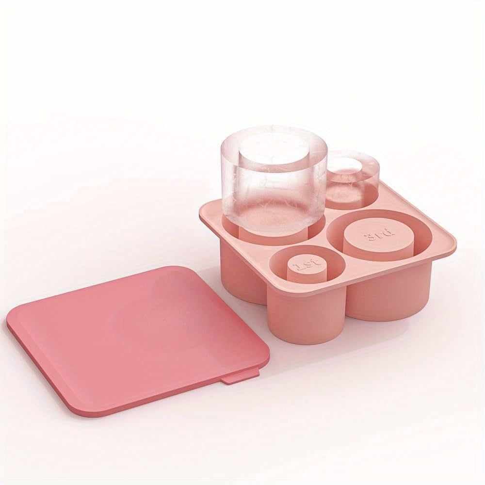 [Bpafree Silicone] Silicone Ice Cube Tray with Lid, 4-Cavity Mold for 20oz/30oz/40oz Tumblers, Flexible and BPA-Free, Easy Release, Perfect for Chilling Cocktails, Whiskey, Coffee - Kitchen Essential