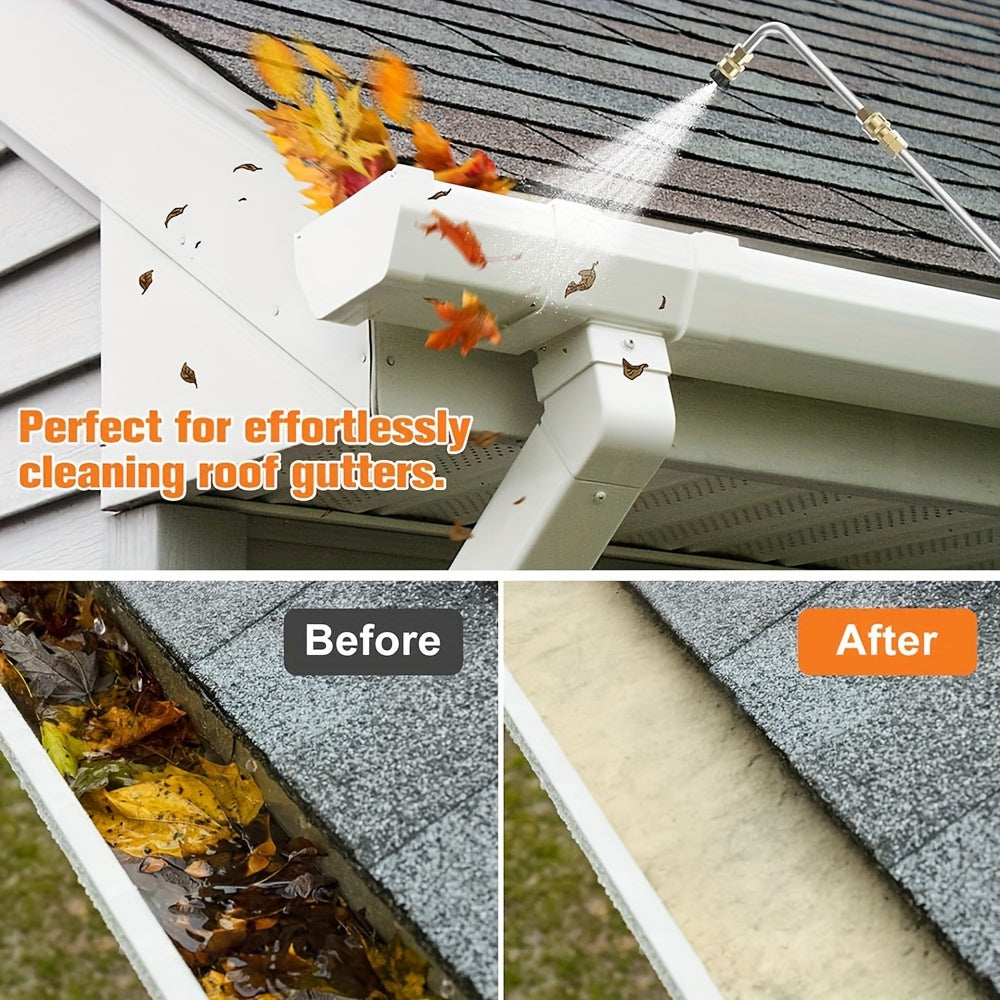 10pcs/set High Pressure Washer Extension Wand, 1/4" Quick Connect Power Washer Lance With 6 Nozzle Tips, 30°, 90°, 120° Gutter Cleaning Curved Rod, 4000 PSI, Uesd For Roof Drainage Ditch, Exterior Walls