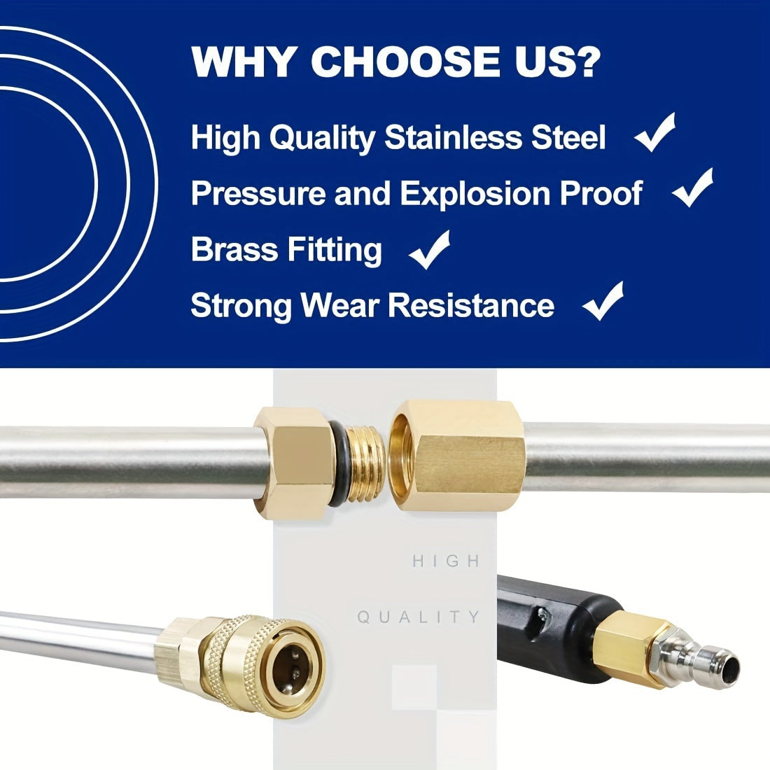 10pcs/set High Pressure Washer Extension Wand, 1/4" Quick Connect Power Washer Lance With 6 Nozzle Tips, 30°, 90°, 120° Gutter Cleaning Curved Rod, 4000 PSI, Uesd For Roof Drainage Ditch, Exterior Walls