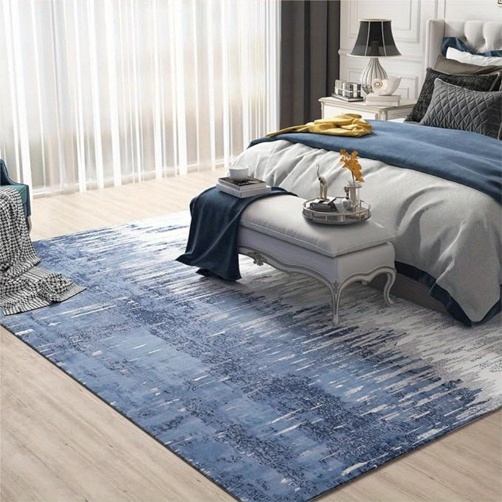 Orhopui Luxurious Soft Washable Area Rug - Stain Resistant, Non-Shedding, Anti-Slip TPR Backing, Abstract Design, Perfect for Living Room, Bedroom, and High-Traffic Areas - Blue, Soft, and Durable
