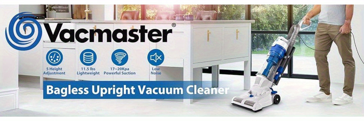 20ft Cord 13" Wide Cleaning Path Vacmaster UC0101 Upright Vacuum Cleaner - Powerful Bagless Vacuum for Carpet, Hard Floor, and Pet Hair