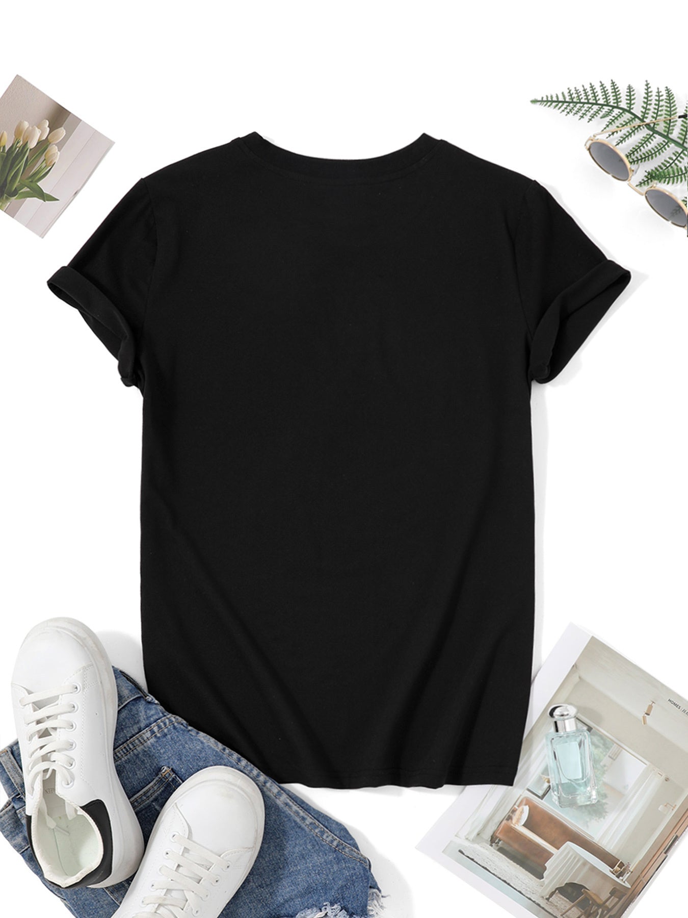 [Spring/Summer Short Sleeve T-Shirt] GIGI Text Print Women's T-Shirt Casual Round Neck Spring/Summer Top Short Sleeve