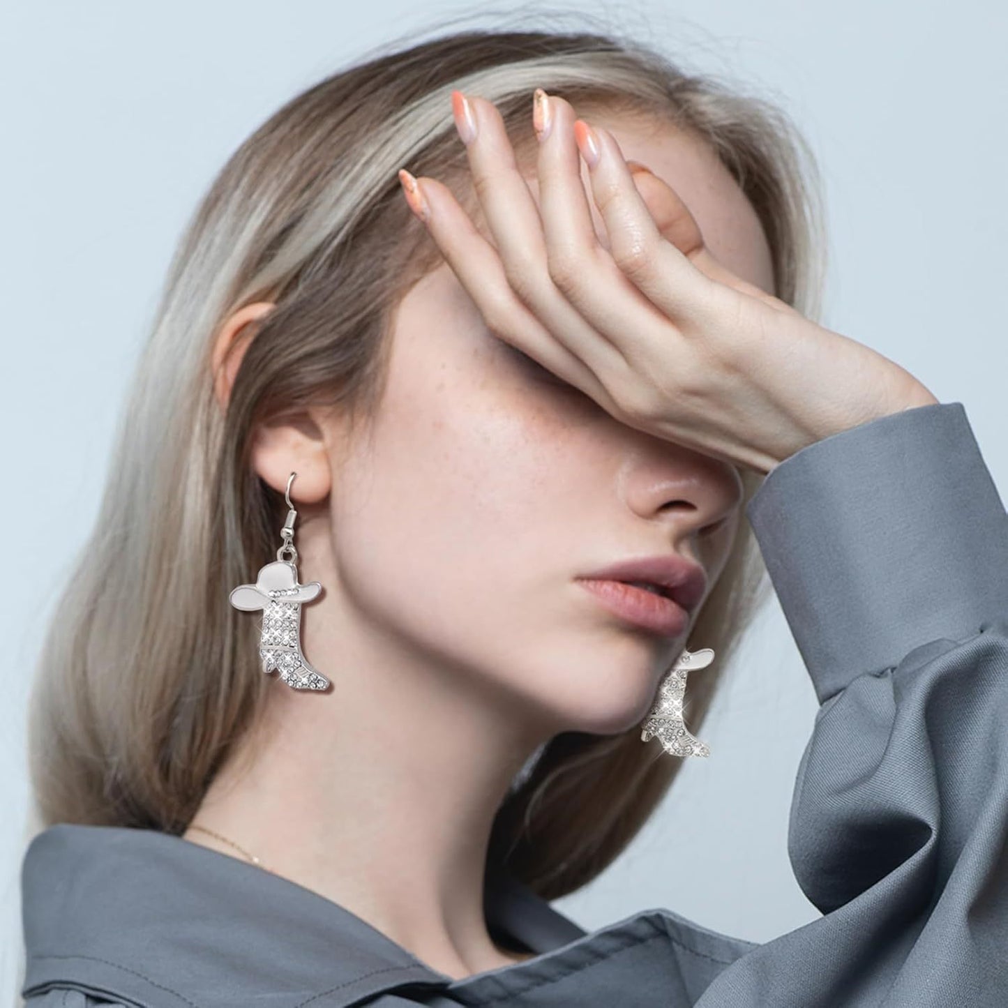 [Vintage Elegant Rhinestone Drop Earrings] Western Boot & Cowboy Hat Rhinestone Drop Earrings, Vintage Elegant Style Alloy Dangle Earrings for Women, Daily & Party Wear, Iron Ear Needle, Non-Feathered Fashion Statement Jewelr
