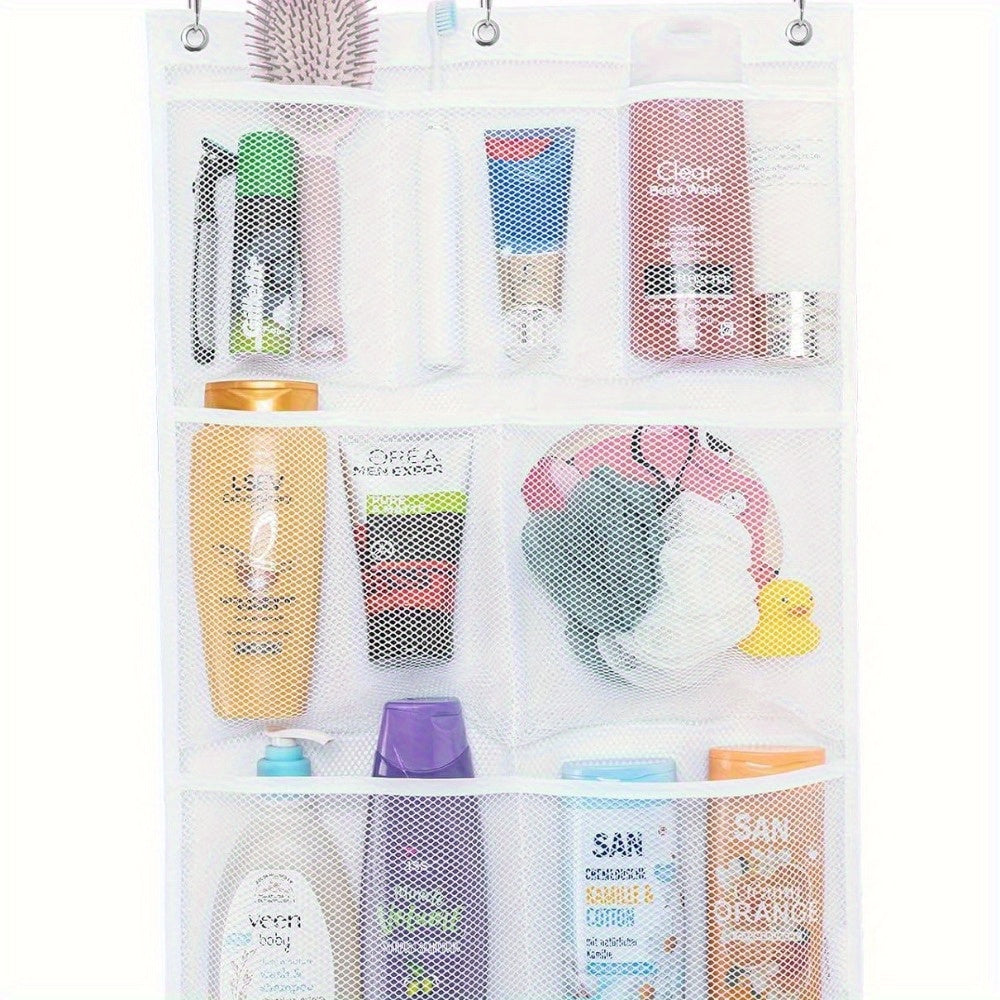Mesh Shower Caddy, 7 Pockets Hanging Shower Organizer with Quick Drying Mesh, 1 Pack, White