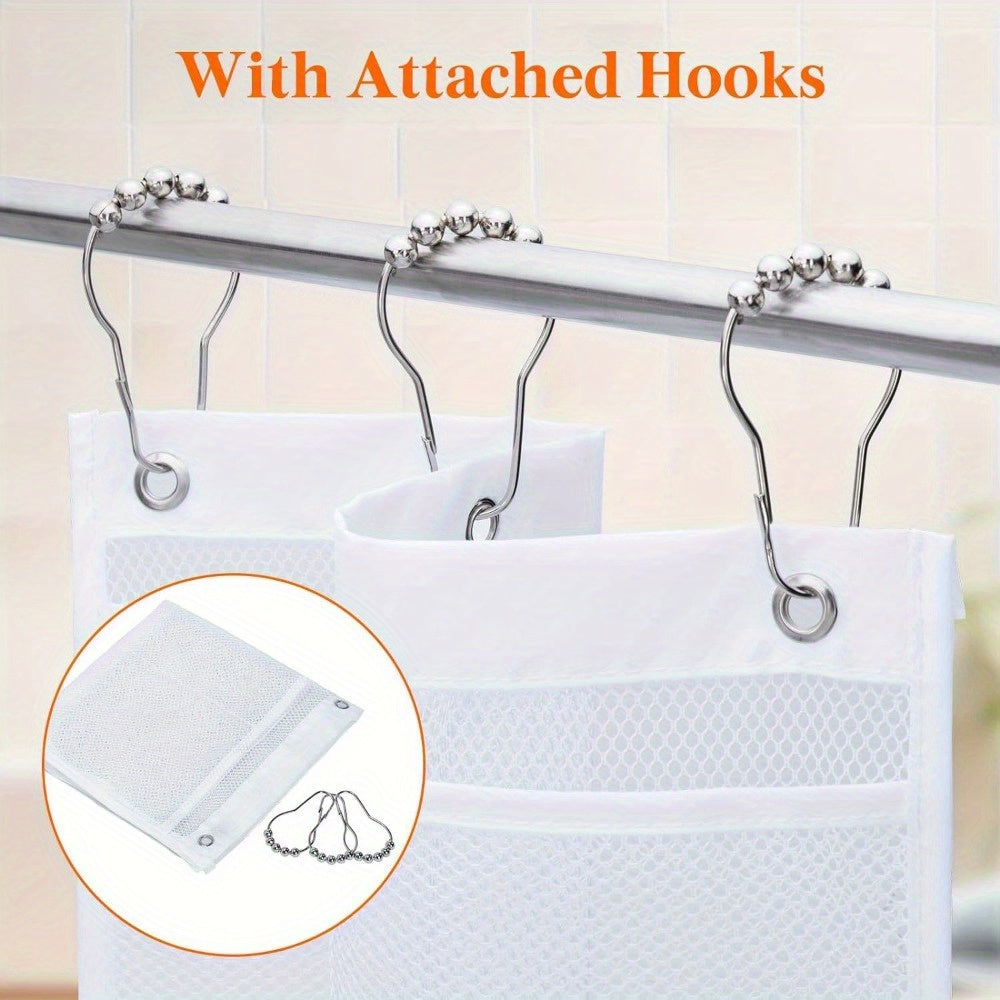 Mesh Shower Caddy, 7 Pockets Hanging Shower Organizer with Quick Drying Mesh, 1 Pack, White