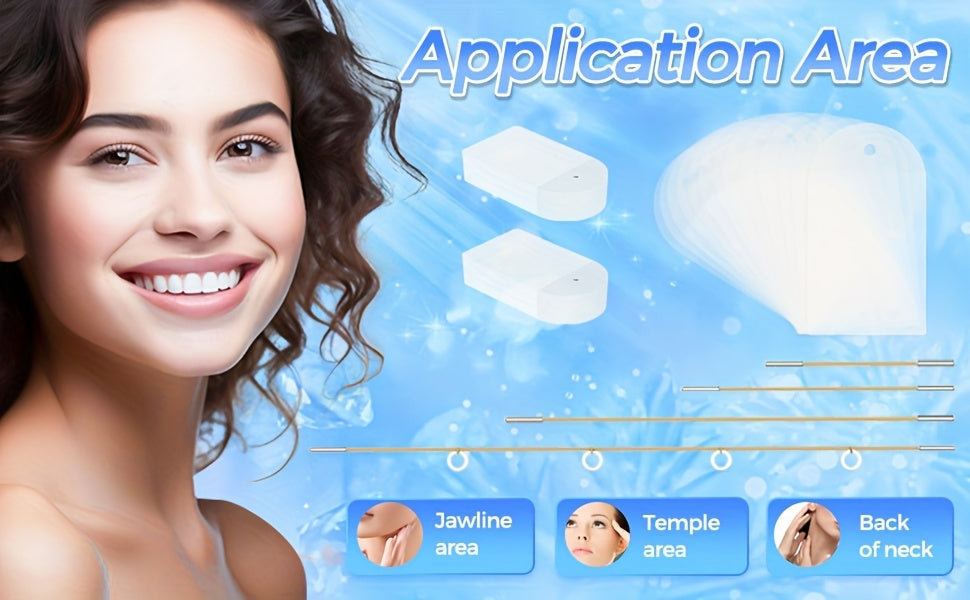 18pcs Invisible Facial Tape Set - Reusable and Unscented with 4 Adjustable Straps for Neck, Jawline, and Double Chin Area