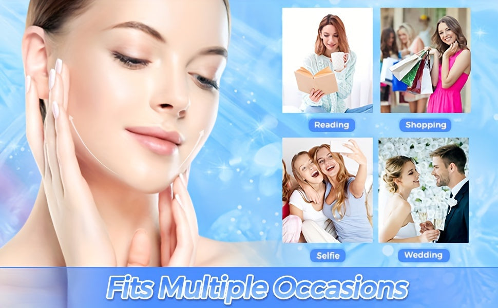 18pcs Invisible Facial Tape Set - Reusable and Unscented with 4 Adjustable Straps for Neck, Jawline, and Double Chin Area