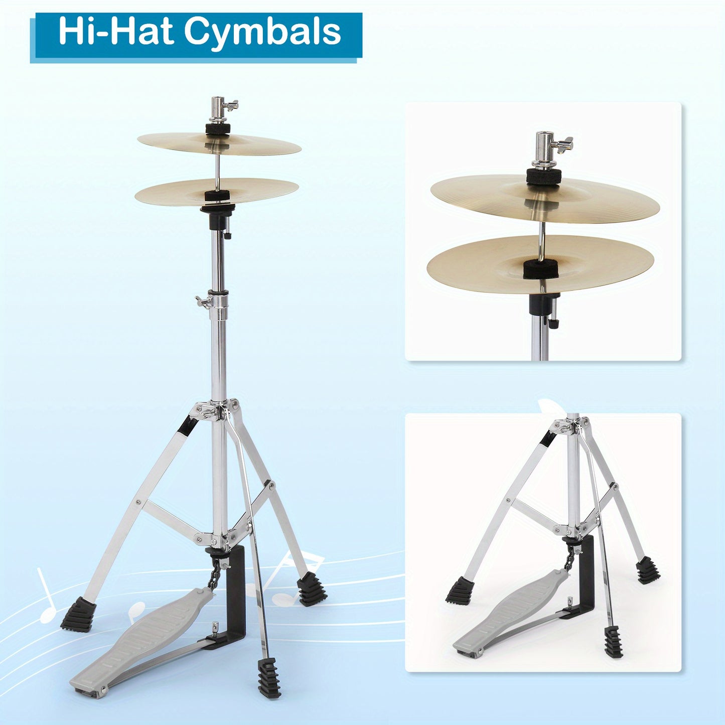 14"x10" Wood Grain Color 5 - Pieces Drum Set for Beginners - Complete with Pedal, Drumsticks, Wrench And Drum Stool - Ideal for Music Training