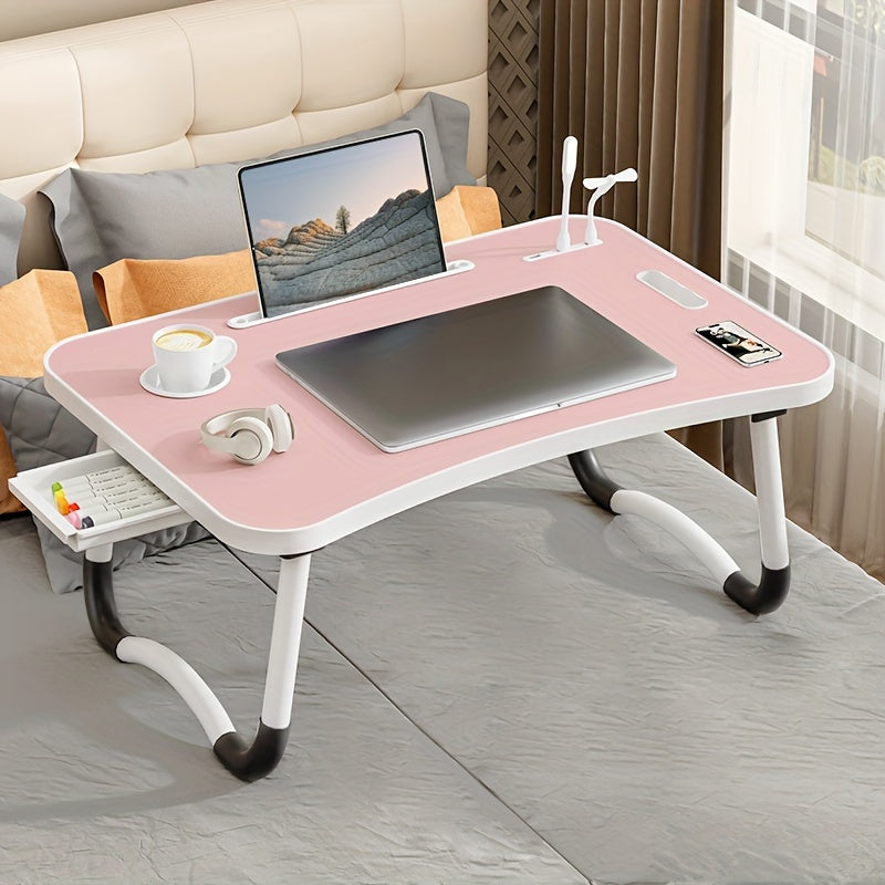 Ultra Large Portable Laptop Bed Table - Multi Functional Tray Holder with Cup Holder And Drawer, USB, Fan, And Light - Perfect for Eating, Reading, And Writing on Beds, Sofas, Floors - Stable, Durable, And Foldable