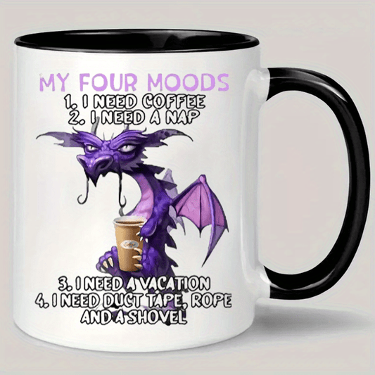 Funny Humorous Purple Pattern Print Coffee Mug, 11 oz Ceramic Family Mug Tea Cup for Milk Hot Chocolate Ideal Birthday/ Graduation Presents for Boy, Girl, Son, Daughter, Brother, Sister, Friend