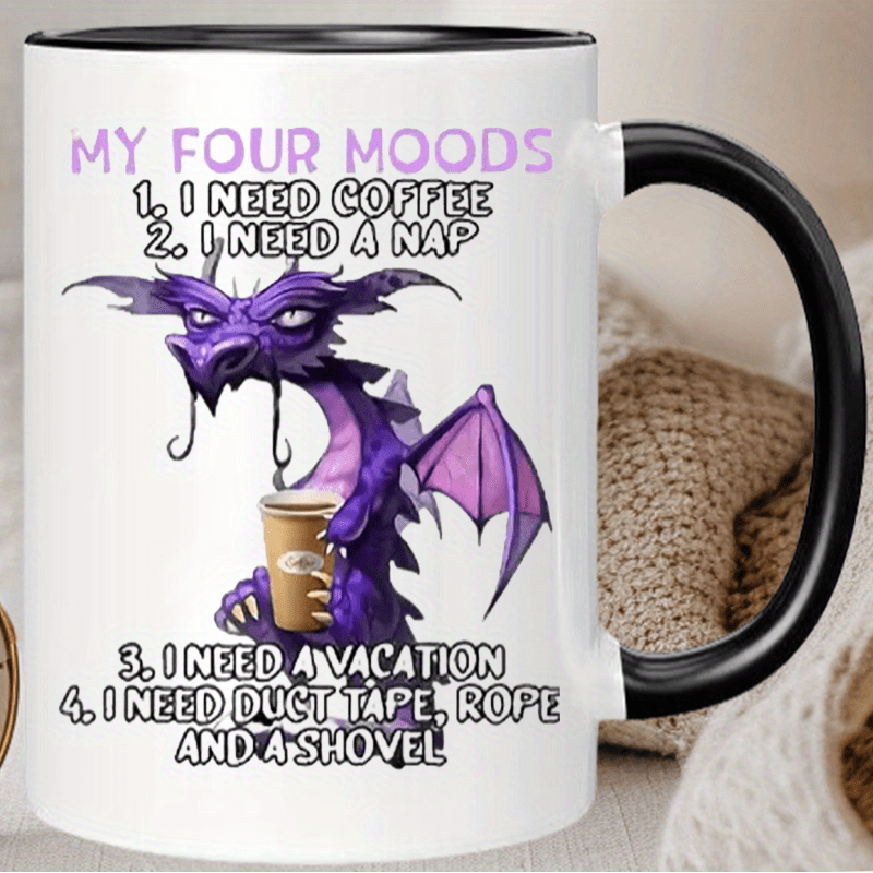 Funny Humorous Purple Pattern Print Coffee Mug, 11 oz Ceramic Family Mug Tea Cup for Milk Hot Chocolate Ideal Birthday/ Graduation Presents for Boy, Girl, Son, Daughter, Brother, Sister, Friend