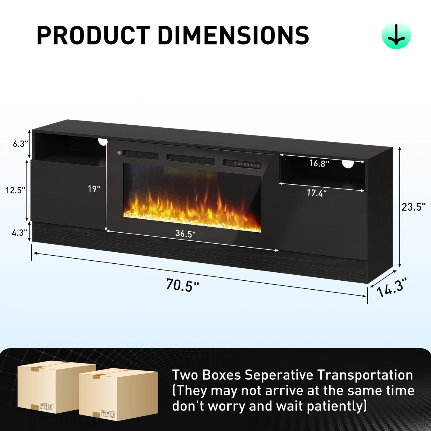 Modern Electric Fireplace TV Stand Entertainment Center with 36.3" Wall-Mounted Fireplace, 12-Color LED Lights, High-Gloss Storage Cabinet & Hardwood Construction - Fits TVs Up to 80", Energy-Efficient, Adjustable Timer