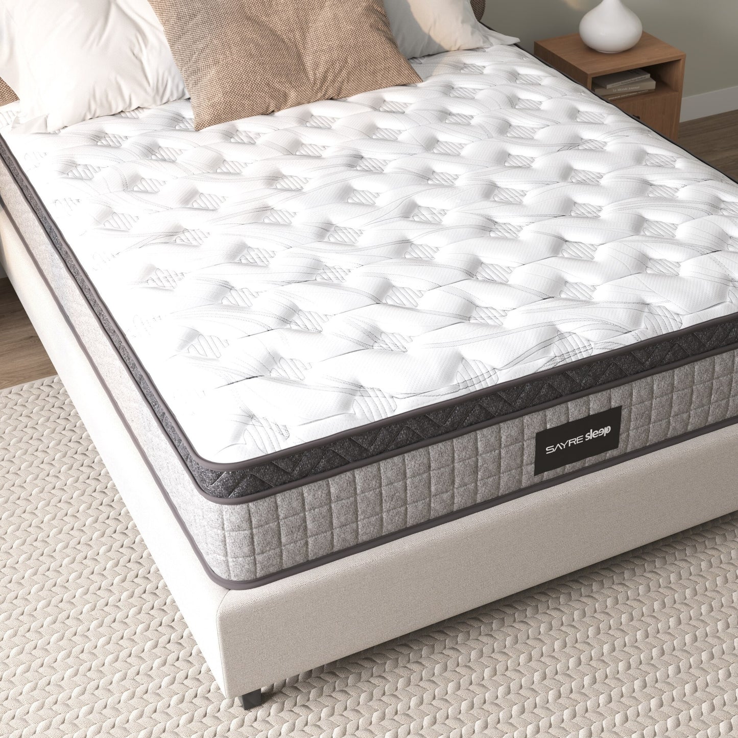 Assembled in USA - Premium High Quality Diamond Innerspring Hybrid and Cooling Gel Memory Foam Mattress and Motion Isolation